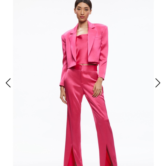 Alice + Olivia Pink Cropped Blazer Structured Suit Jacket - Picture 7 of 15